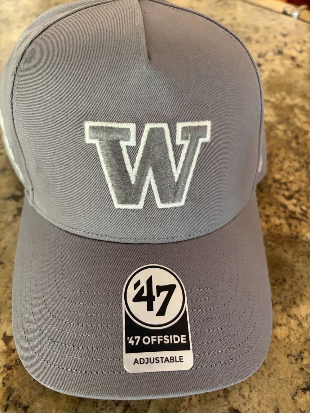 NWT ‘47 Offside Washington Huskies Light Gray Baseball Cap with White 'W'